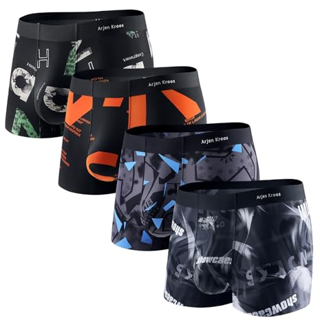 Arjen Kroos Boxershorts för män, 4-pack, boxerkalsonger, kalsonger, hipster, underkläder, trunks retroshorts, Flerfärgad-5, XL