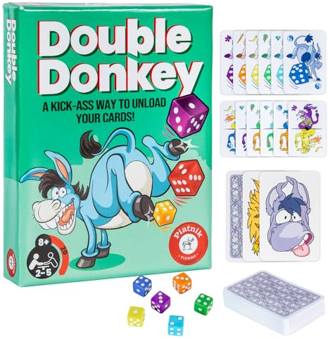 Double Donkey – Lustiges Karten- und Würfelspiel für 2–6 Spieler – Vermeiden Sie es, der größte Esel zu werden! – Schnelllebiges Familienspiel für Kinder und Erwachsene ab 8 Jahren
