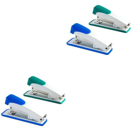 TEHAUX 4pcs Desk Stapler Office Accessories for Office Metal Stapler One Finger Operation Random Color