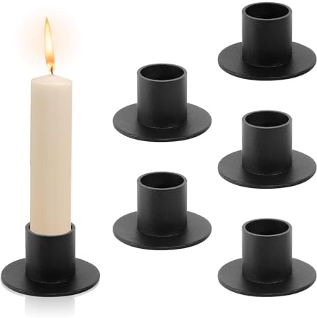 Schwarze Kerzenständer,6 Stück Retro Candlelight Dinner Kerzenhalter, Retro Kerzenhalter Matt Kerzenhalter für Weihnachts Esszimmer und Schlafzimmerdekoration Kamindekoration