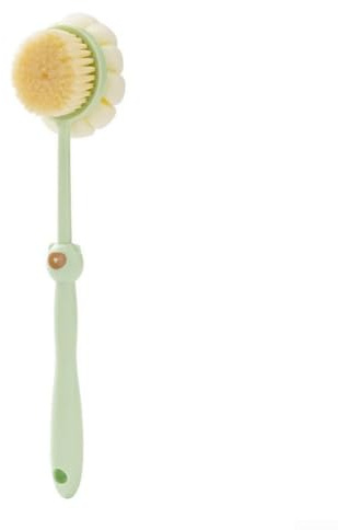 Brosse de douche 2 en 1 à long manche en silicone pour exfoliation et relaxation dans votre expérience de bain (vert)