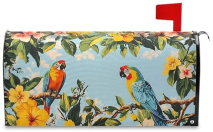 Yoogain Piante tropicali Pappagalli Animali Decorativi Postale Coperture per Estate Carino Cassetta delle Poste per San Valentino Copertura di Dimensioni Standard para buzon