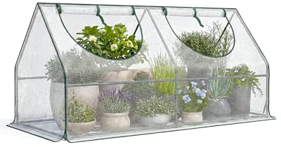 Bamworld Serra da Giardino Portatile con Porte Cerniera e Finestre Avvolgibili, Montaggio Rapido 180 x 90 x 86 cm, Piccola Serra Impermeabile Protezione UV Copertura PE per Piante da Giardino, Bianco