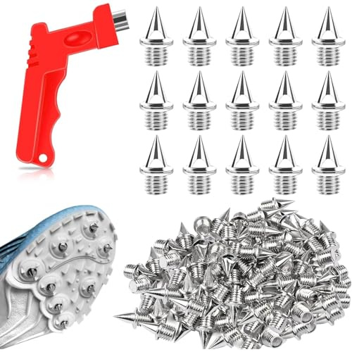 50 pcs eemplazo de clavos atletismo, tacos de repuesto de 6 mm con llave para clavos, tacos de acero para campo a través, para atletismo, salto de longitud, carrera y senderismo