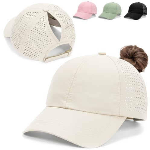 Kanzith Ponytail Baseball Cap for Women, High Messy Bun Ponycap Running Hat, Quick Drying Mesh Summer Outdoor Sports Adjustable Hat