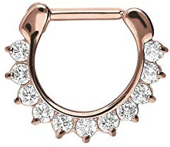 PIERCINGLINE Chirurgenstahl Clicker | Piercing für Septum Tragus Helix | 11 Kristalle | Farbauswahl