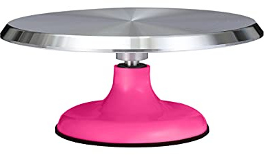 Miss Bakery's House® Skivspelare - aluminium - rosa - Ø 30 cm - tårtfat vridbart - för dekoration och servering