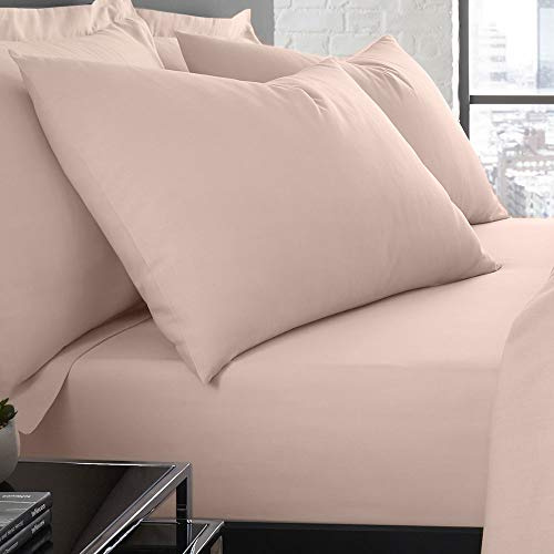 Serene Plain Dye Collection Easy Care Housewife Pillow Case, Blush, Pair, Duck Egg