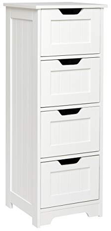 Mondeer Badezimmerschrank, Badschrank Schmal Kommoden mit Schubladen aus Holz Weiß 30 x 30 x 82 cm für Bad Wohnzimmer Flur Schlafzimmer