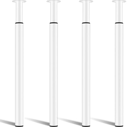 Adjustable Table Leg 710–1100mm, White Metal Breakfast Bar Support Leg 4pcs | Heavy Duty Steel Worktop Support for Kitchen Island, Office Desk & DIY Furniture