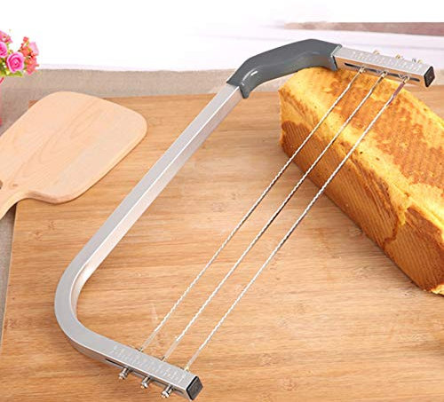 Cortador de tartas artesanal, ajustable, con alambre de corte de altura ajustable, acero inoxidable, pies de goma
