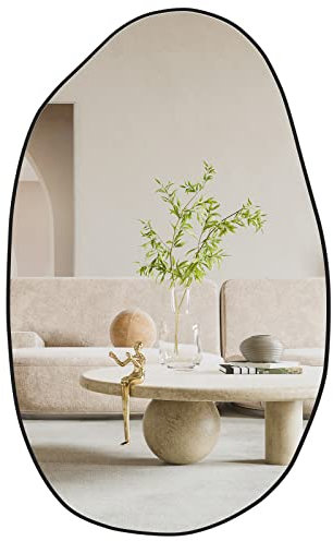 CASSILANDO Asymmetrischer Spiegel, Unregelmäßiger Wandspiegel, Einzigartiger Kosmetikspiegel, Geformter Ankleidespiegel, Dekorativ für Wohnzimmer, Badezimmer, Schlafzimmer, 85 x 52 cm