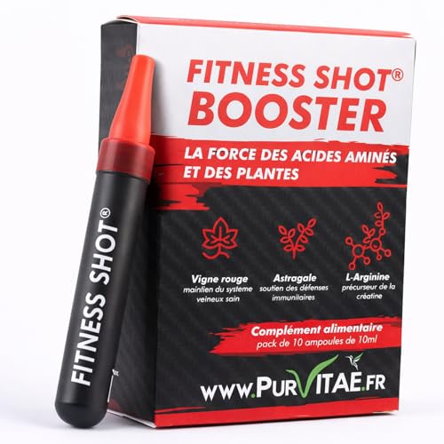 Vigne Rouge, Astragale, Arginine et Bêta-Alanine - FITNESS SHOT® Booster | Tonifie les muscles | De l'explosion pendant les efforts | Fabriqué en France.
