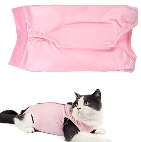Newaner Recovery Suit Katze, Haustiere Schutz Kleidung Wiederherstellung Anzug Weste, Professional Recovery Anzug, katzenbody nach op,OP-Kleidung für Haustiere(Rosa,L)