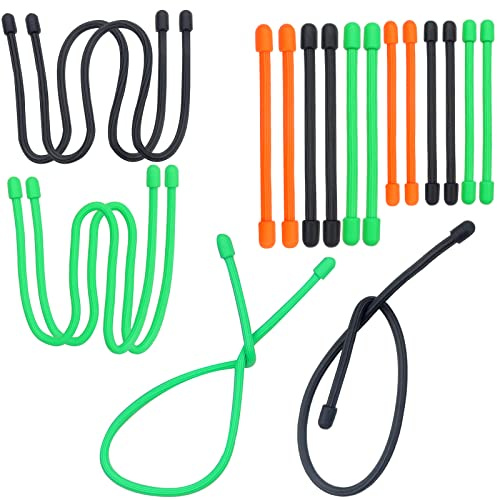 Roellgs 18 Piece Twist Ties, 18 12 3 & 6 Silicone Cable Ties Reusable Rubber Strap Holder for Wire Management Rope Suspension - Black, Green, Orange
