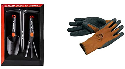 Bellota 2994 - Kit de jardinería y huerto Que Incluye: rastrillo + 75102-9/L Guante jardín Grip, L