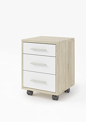 möbelando Rollcontainer >Clermont< (BxHxT: 40x56x40 cm) in Sonoma/Eiche - 40x56x40 (BxHxT)