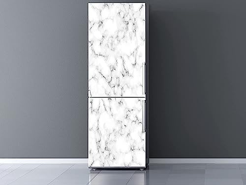Oedim Vinilo para Frigorífico Mármol Blanco y Negro Premium, 185x70cm | Adhesivo Resistente y de Fácil Aplicación | Pegatinas de Nevera Económicas y Elegantes