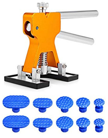 Ausbeulwerkzeug,Dellen Reparaturset Auto Auto Lacklose Ziffer Reparaturwerkzeuge Dent Repair Kit Auto Dent Puller mit Kleber Puller Tabs Entfernen Kits mit Matten für Fahrzeug Auto (Color : Full meta