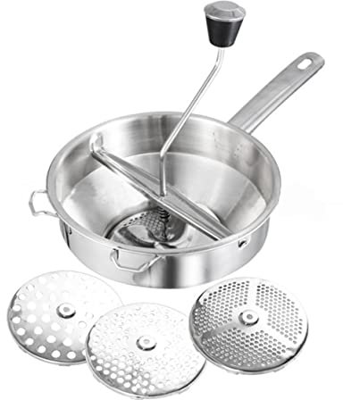 Ciieeo Edelstahl Obst und Gemüsemühle Lebensmittelzerkleinerer für Küche und Kochen Silber Sicher und Langlebig