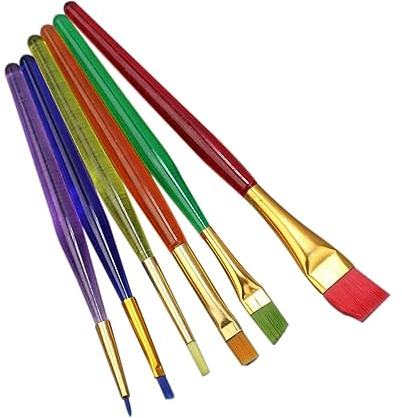NUOBESTY 6pcs Cake Icing Brushes Set Plastic Handle Fondant Painting Tools for Sugar Craft DIY Projects Decorating Posters and Signs