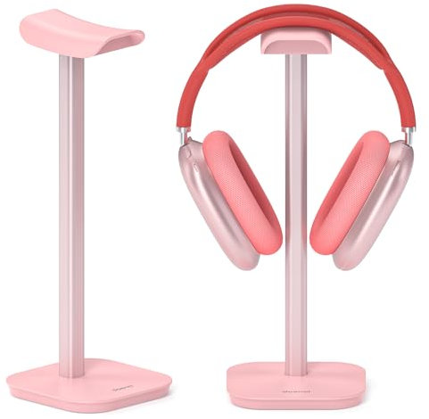 Doenci Supporto per Cuffie Universale - Per Tutti Gli Auricolari Bluetooth e Cuffie da Gioco - Base Ponderata + Tubo in Alluminio (Rosa)