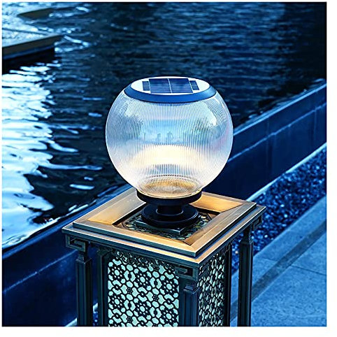 Lampioni da esterno, lampione solare Lampada da palo solare Lampada a colonna solare da giardino a forma di palla Lampada da tavolo a LED impermeabile Luci da percorso Illuminazione paesaggistica