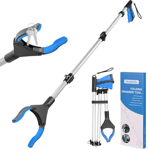 YAUNGEL Pinza Telescopica con Punta Magnetica, 91CM Pinza Raccogli Oggetti, 360° Testa Rotante, Pinza Lunga Prendi Oggetti per la Raccolta della Spazzatura (Blu)