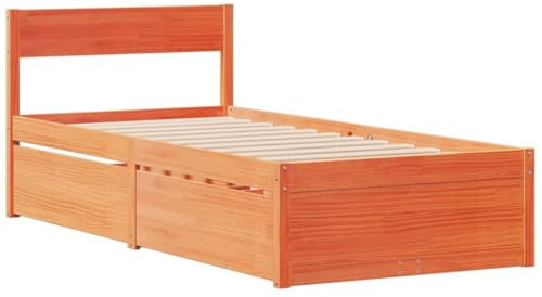 vidaXL Massivholzbett mit Schubladen Wachsbraun 90x190 cm Kiefer