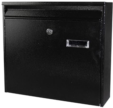 YCWJPPL Moderner Briefkasten zur Wandmontage, Abschließbarer Postkasten aus Verzinktem Stahlblech, Große Briefkästen für Draußen, mit Schloss Wahlurne 36 x 10 x 33 cm(Black)