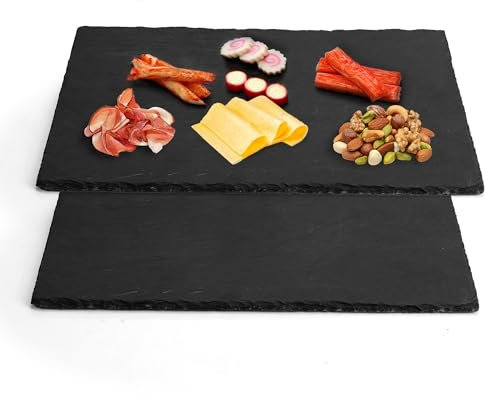 WENLISELL 2 manteles individuales de pizarra grandes, rectangulares para servir, tabla de queso de pizarra para servir