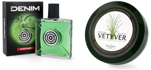 dambiro Rasierseife Vetyver 150ml + DENIM MUSK After Shave 100ml