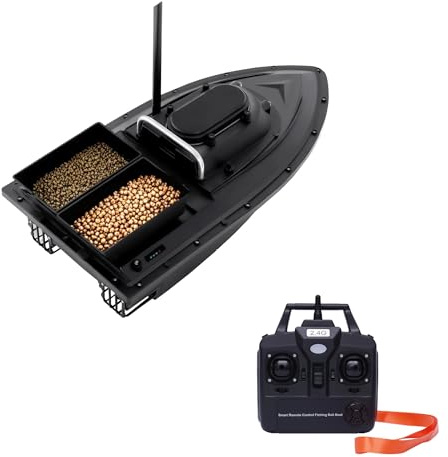 Foderbåt fiske 400–500 m 90 min driftstid lastkapacitet 2 kg flytande betesbåt med fjärrkontroll 2,4 GHz och LED-belysning, för stora sjöar och sjöar