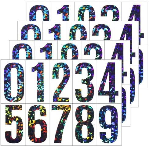 Reflective Mailbox Number Stickers, 4 Sets 4 Inch Reflective Mailbox Numbers for Outside Adhesive Numbers for Mailbox Vinyl Self-Adhesive Waterproof Decals 0-9 for Mailboxs Garbage Bins,Signs,Doors