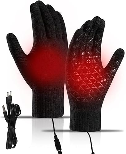 DAJASD USB Beheizte Handschuhe, Beheizbare Handschuhes, Elektrische Beheizte Handschuhe für Männer und Frauen Touchscreen für Skifahren, Radfahren, Motorradfahren, Wandern