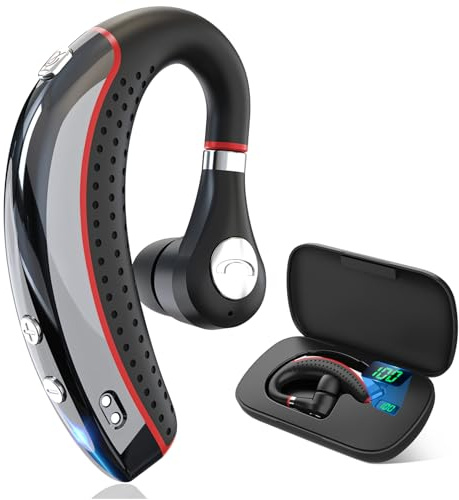 Kelazola Bluetooth Headset V5.3, Wireless Bluetooth Earpiece with 500mAh Charging Case 72 Hours Talking Time Built-in Microphone for iOS Android Cell Phone, Hand-Free Headphones for Trucker, Office