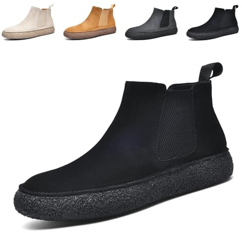 Herr Chukka-stövel, Herr Klassisk Klänning Casual Chukka Stövlar, Mockaskor Med Snörning(Black,46 EU)