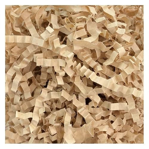 Presentkorgsfyllning strimlat papper, Crinkle Cut Glitter Strimlat Pappersfyllmedel Flerfärgad 100-500g(Light Coffee,200g)