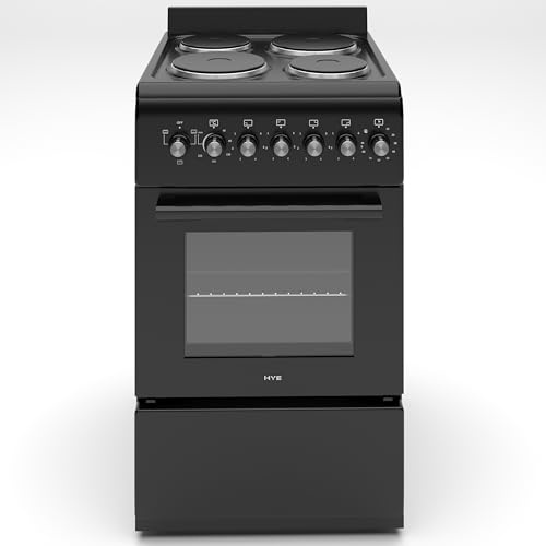 Cooker - Electric Cooker, 4 Powerful Hotplates, Electric Oven, Smart Cooking Controls & Programs, 50cm Width, Freestanding Design, Black, Ideal For Smaller Kitchens & Couples - C01FS50E17