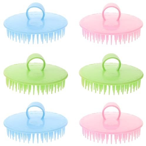 ROMISBABA Cepillo de Champú Masajeador de Cuero Cabelludo 6 Piezas Pequeño para Ducha y Limpieza Masajeador de Cabello Portátil en Colores Azul Rosa y Verde Exfoliante y Estimulante para