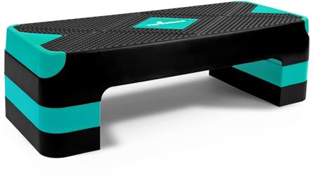 Aerobic Steppbrett, Höhenverstellbar Step Fitness, Stepper für Zuhause mit 3 Stufen 10/15/20 cm, Stepp Board Höhenverstellbar, Sport, Home Gym (Blau)