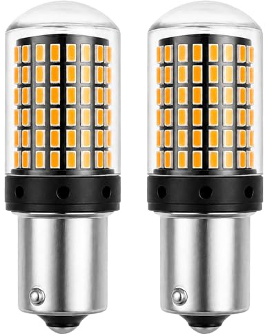 JOVIA 2PCS PY21W 1156 Amber Yellow BAU15S LED Indicator Bulbs with CANBUS Error Free, 2800LM Super Bright Front Rear Turn Signal Lights, 12-24V 7440 144SMD Universal Car Bulbs for Most Vehicles