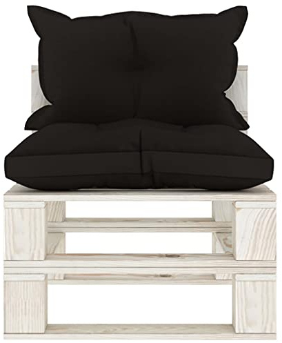VIHHQGC Garten-Sofa aus Kiefernholz in Schwarz mit dick gepolsterten Kissen, Outdoor-Palettensofa für den Außenbereich als bequemes Paletten-Loungesofa