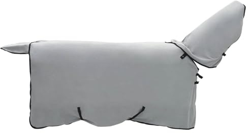 Hästfilt ljusgrå och rosa av polyester 75 cm för vide och stall, andas, vattentät, rivtålig, med justerbar rem, perfekt för vinter, paddock, utomhus och ridsport