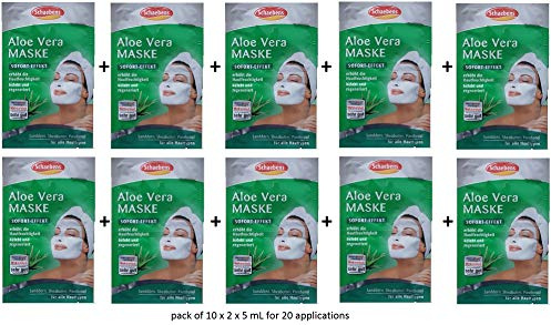 Schaebens Aloe Vera Maske - Sofortwirkung - mit Sanddorn, Sheabutter und Panthenol - für 20 Anwendungen (10 x 2 Einheiten) - für alle Hauttypen