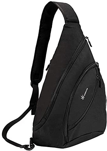 SUNSEATON Sling Bag, Sling Rucksack Wasserdicht, Gym Crossbody Bag, Schulterrucksack für Outdoor Wandern Camping (Schwarz)
