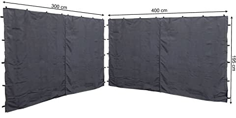Quick Star RAL 7012 Lot de 2 Panneaux latéraux avec Fermeture Éclair pour tonnelle Anthracite 3 x 4 m