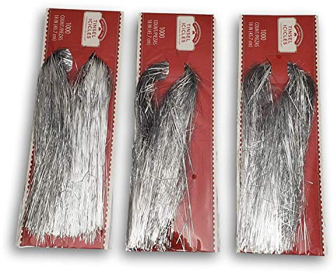 Holiday Time Tinsel Icicles 1000 Strands 3 Pack 18