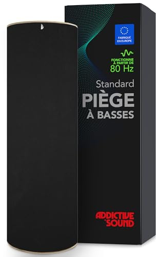 Addictive Sound Bass Trap Acoustique Cylindre Standard 98x30cm, Noir | 98x30 cm, 80-210 Hz, noyau en laine minérale, autoportant et empilable dans les angles, fabrication UE, garantie 36 mois