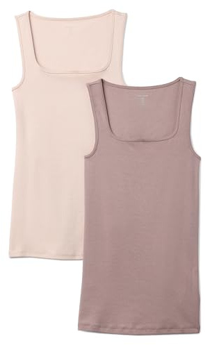 Amazon Essentials Mujer Camiseta sin Mangas de Corte Ajustado con Cuello Cuadrado